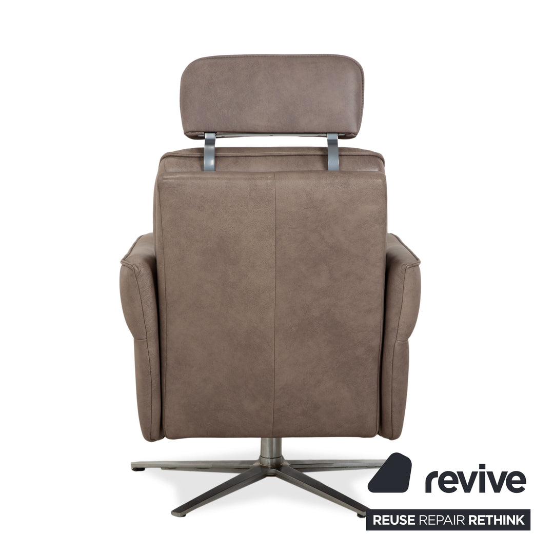 Himolla 0920 Leather 2x Armchair Grey Dark Grey Olive Manual Function