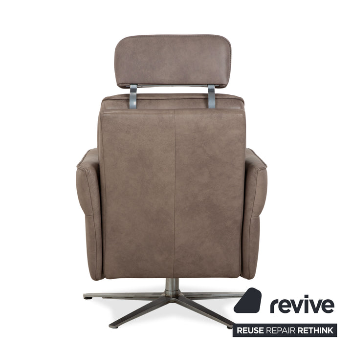 Himolla 0920 Leather 2x Armchair Grey Dark Grey Olive Manual Function