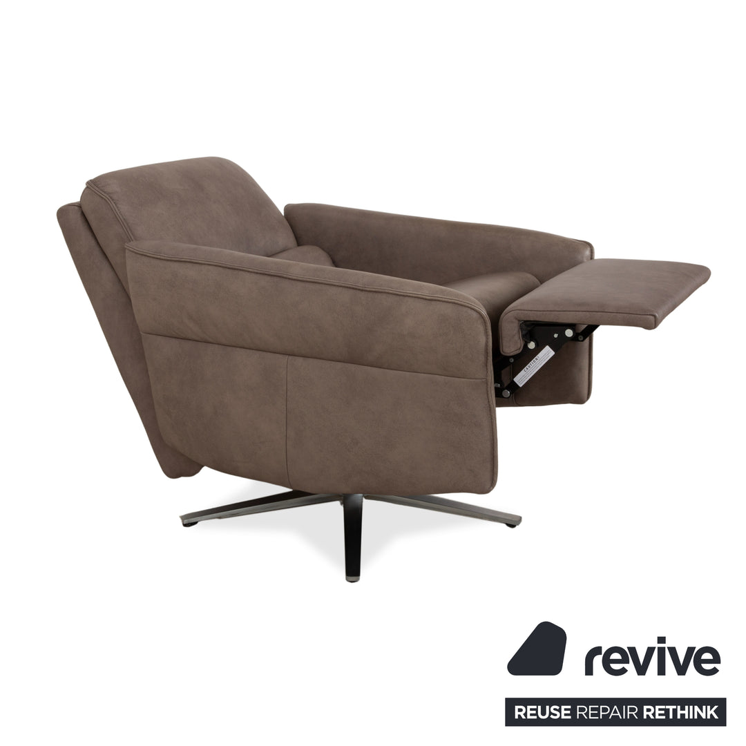 Himolla 0920 Leather 2x Armchair Grey Dark Grey Olive Manual Function