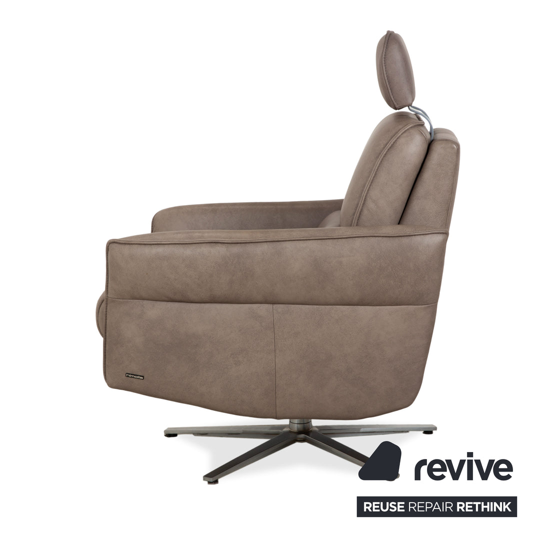 Himolla 0920 Leather 2x Armchair Grey Dark Grey Olive Manual Function