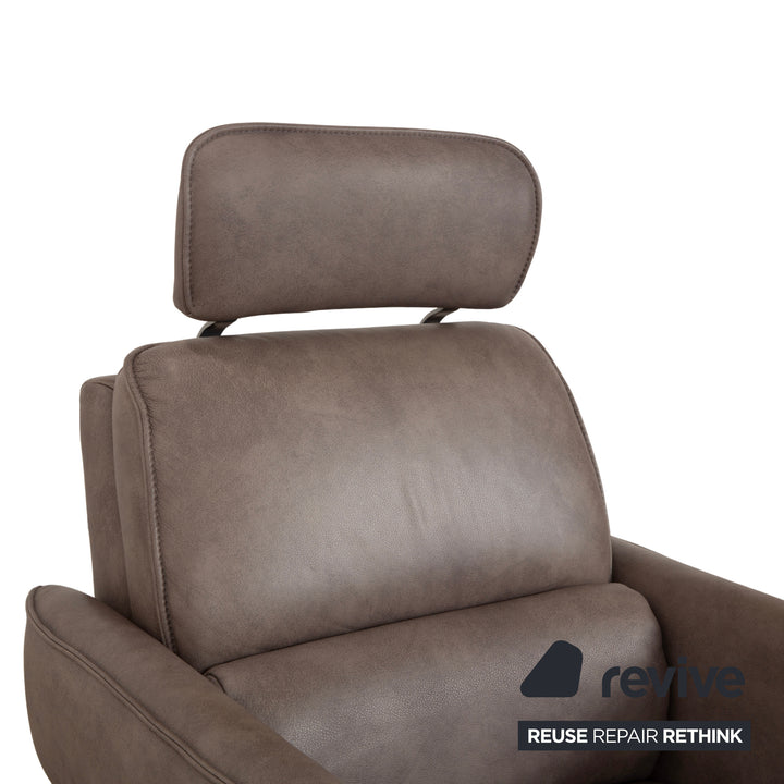 Himolla 0920 Leather Armchair Grey Dark Grey Olive Manual Function