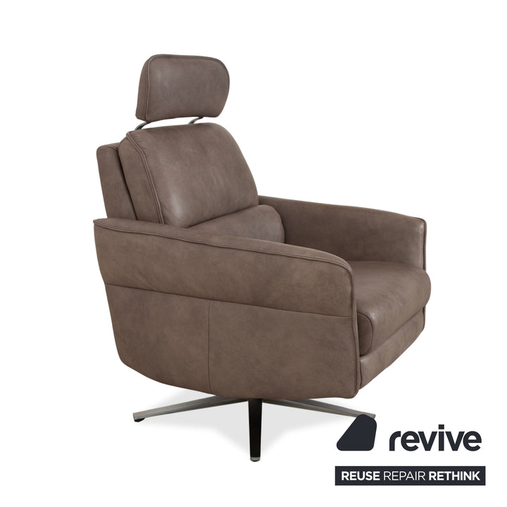 Himolla 0920 Leather Armchair Grey Dark Grey Olive Manual Function