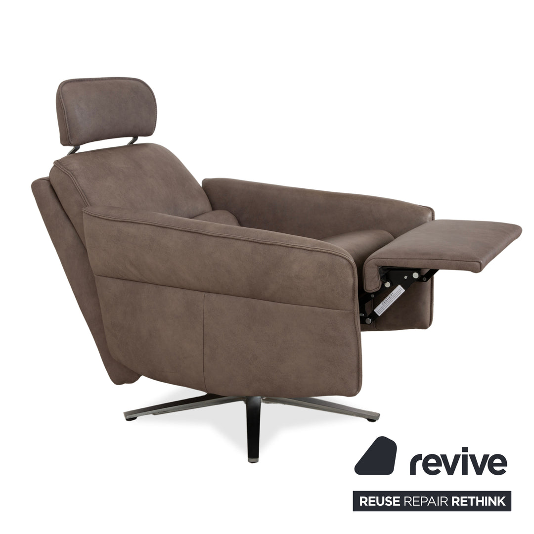 Himolla 0920 Leather Armchair Grey Dark Grey Olive Manual Function