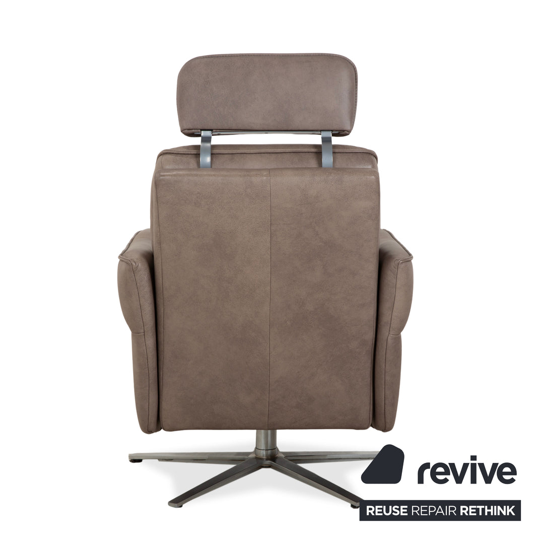 Himolla 0920 Leather Armchair Grey Dark Grey Olive Manual Function