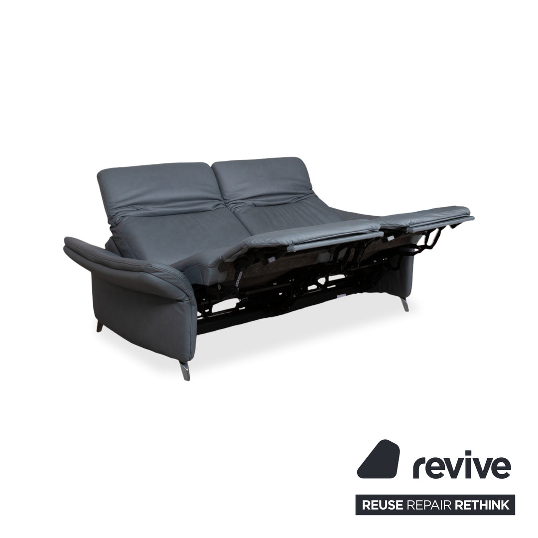 Himolla 1065 Leder Zweisitzer Blau Grau elektrische Funktion Sofa Couch
