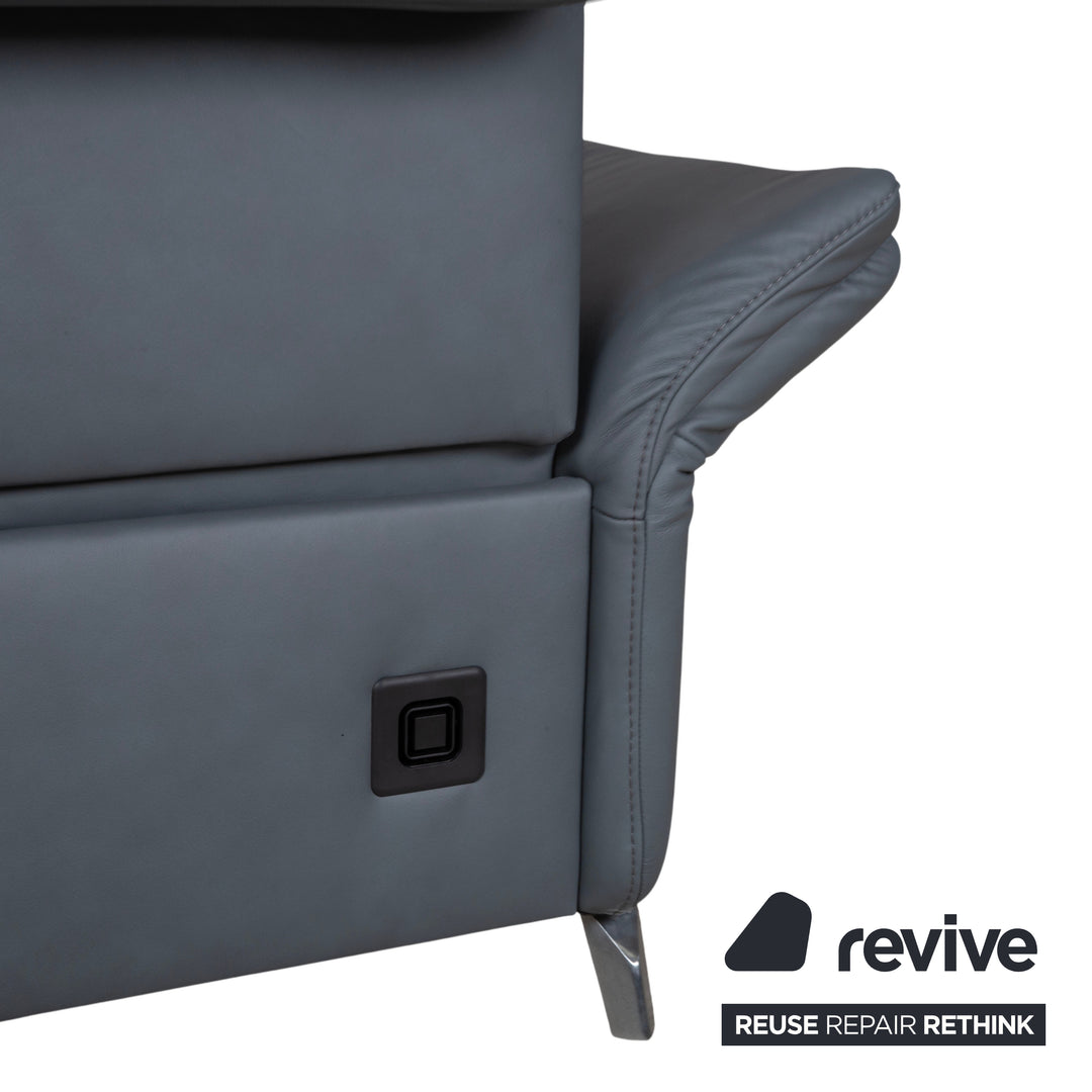 Himolla 1065 Leder Zweisitzer Blau Grau elektrische Funktion Sofa Couch
