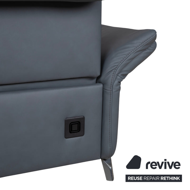 Himolla 1065 Leder Zweisitzer Blau Grau elektrische Funktion Sofa Couch