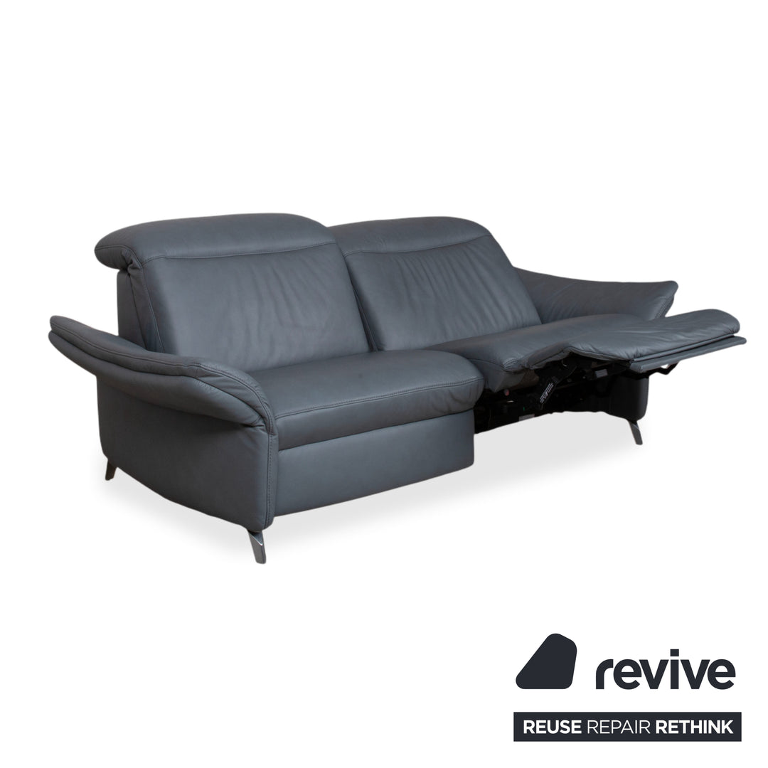 Himolla 1065 Leder Zweisitzer Blau Grau elektrische Funktion Sofa Couch
