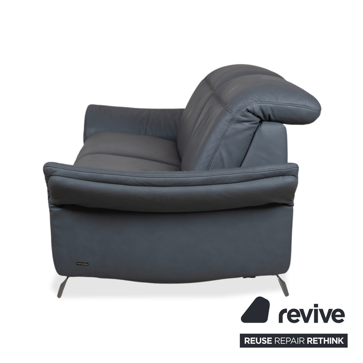 Himolla 1065 Leder Zweisitzer Blau Grau elektrische Funktion Sofa Couch