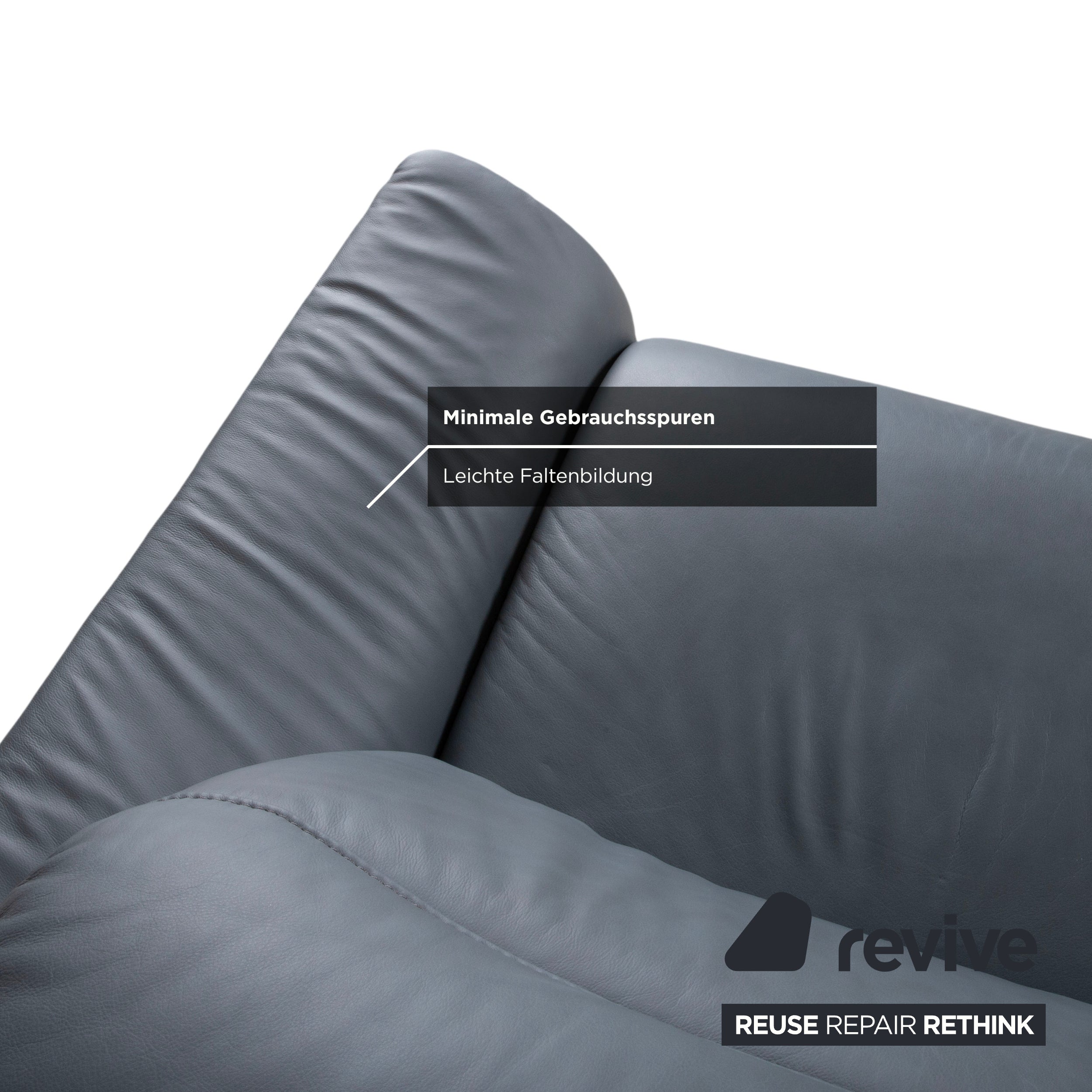 Himolla 1065 Leder Zweisitzer Blau Grau elektrische Funktion Sofa Couch