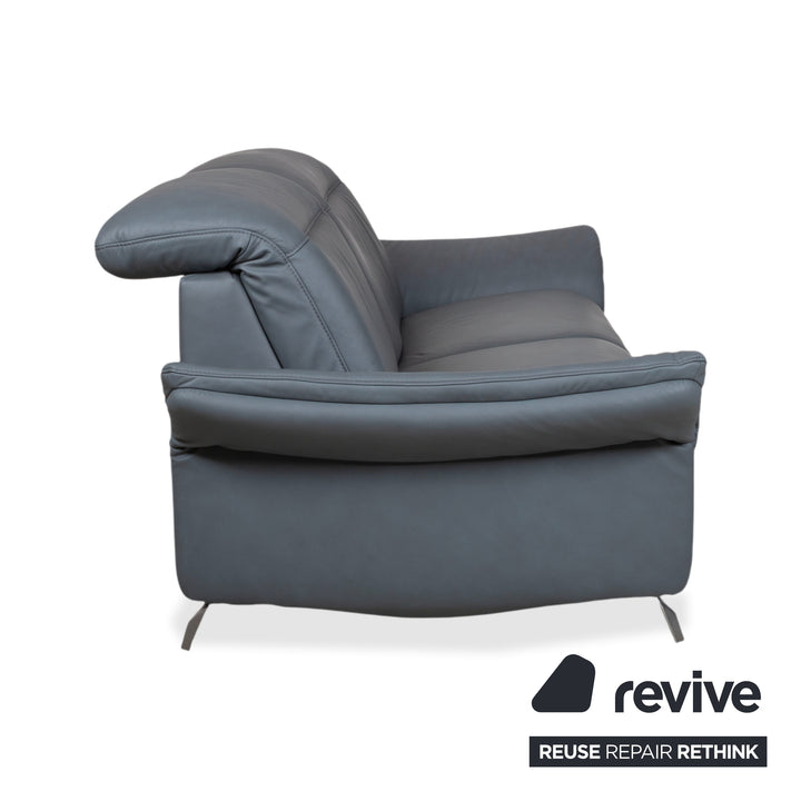 Himolla 1065 Leder Zweisitzer Blau Grau elektrische Funktion Sofa Couch