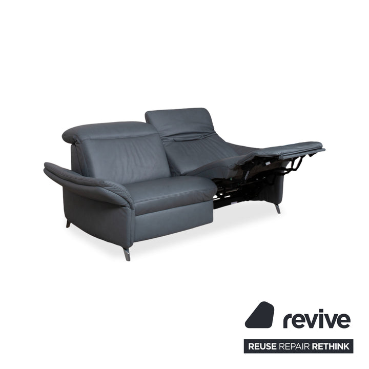 Himolla 1065 Leder Zweisitzer Blau Grau elektrische Funktion Sofa Couch