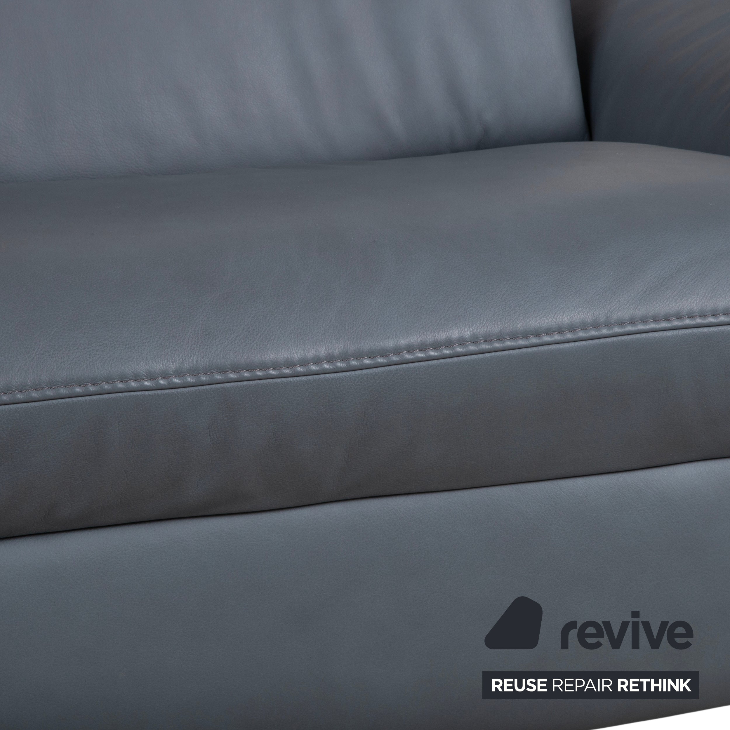 Himolla 1065 Leder Zweisitzer Blau Grau elektrische Funktion Sofa Couch