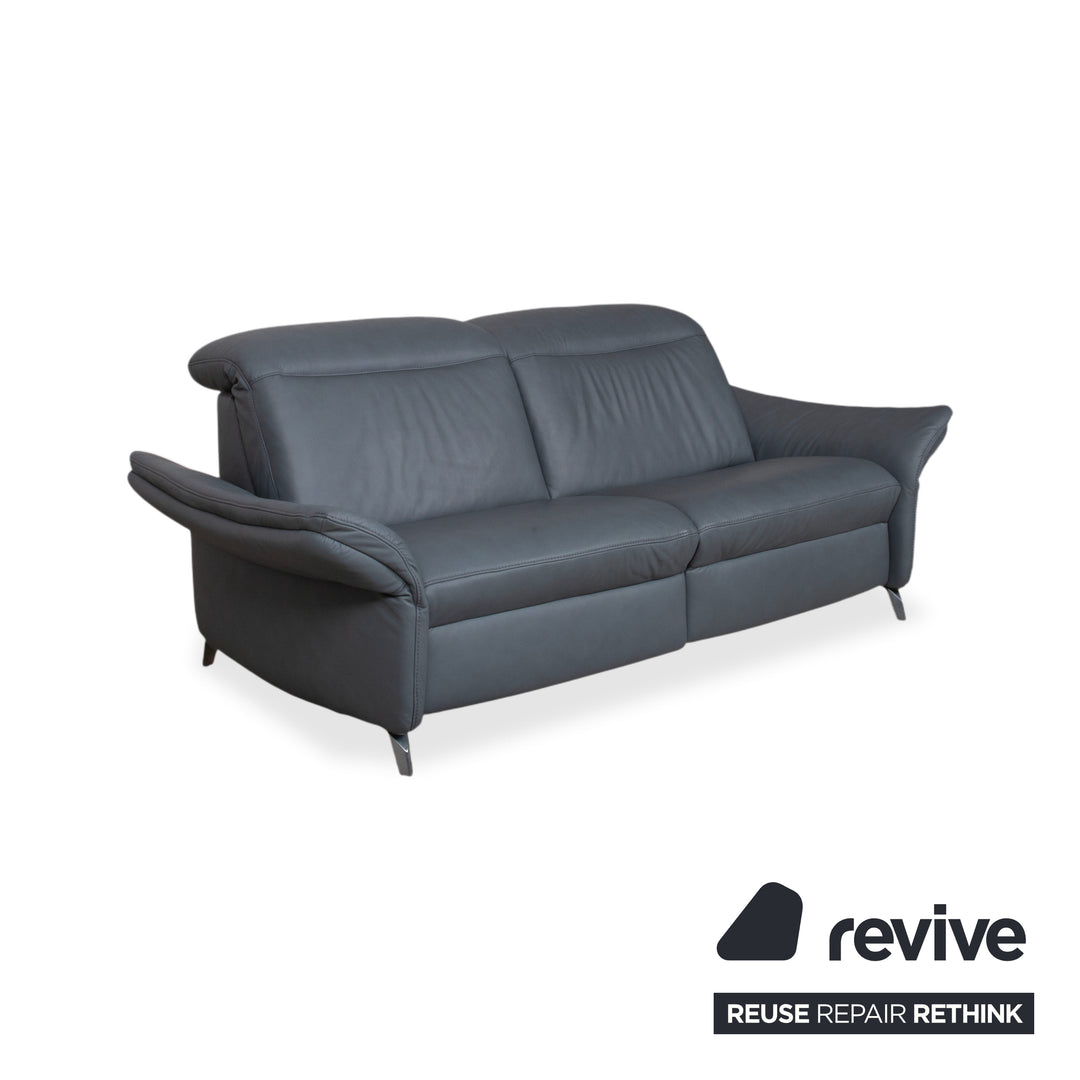 Himolla 1065 Leder Zweisitzer Blau Grau elektrische Funktion Sofa Couch