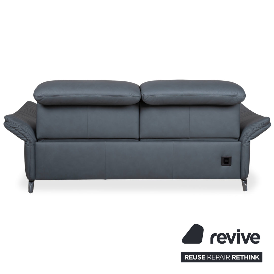 Himolla 1065 Leder Zweisitzer Blau Grau elektrische Funktion Sofa Couch