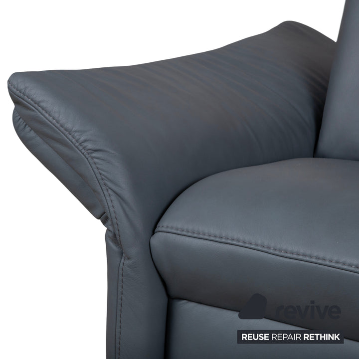 Himolla 1065 Leder Zweisitzer Blau Grau elektrische Funktion Sofa Couch