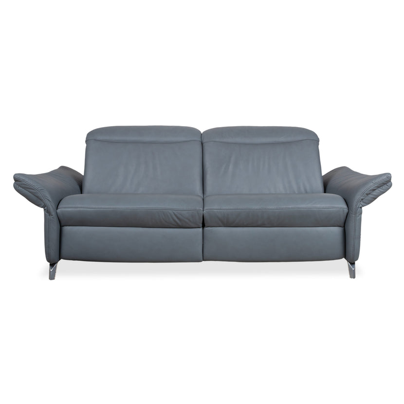 Himolla 1065 Leder Zweisitzer Blau Grau elektrische Funktion Sofa Couch