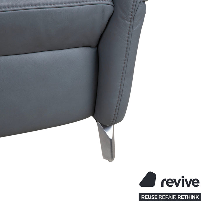 Himolla 1065 Leder Zweisitzer Blau Grau elektrische Funktion Sofa Couch
