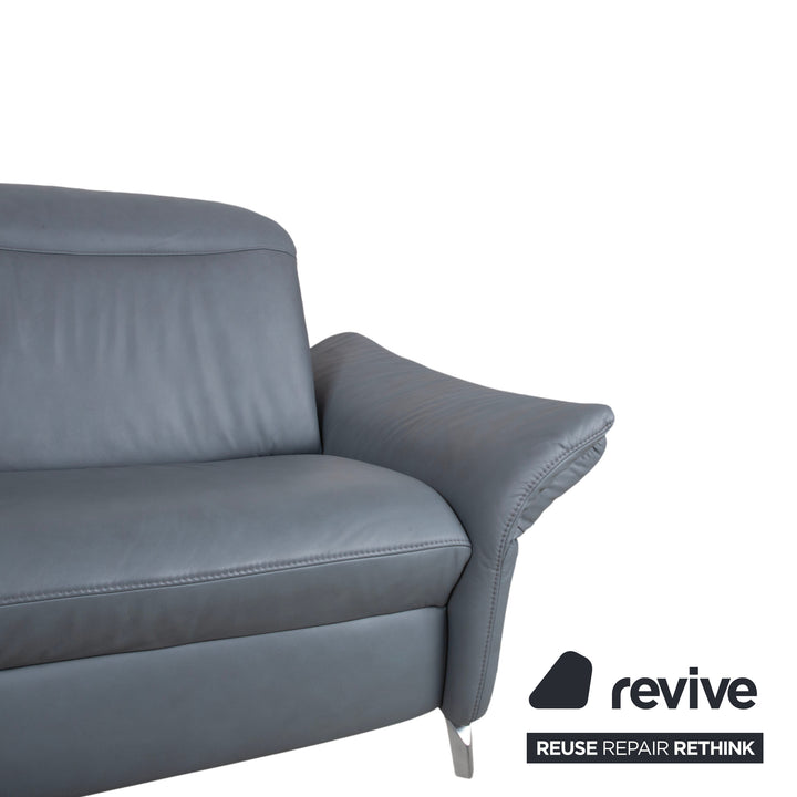 Himolla 1065 Leder Zweisitzer Blau Grau elektrische Funktion Sofa Couch