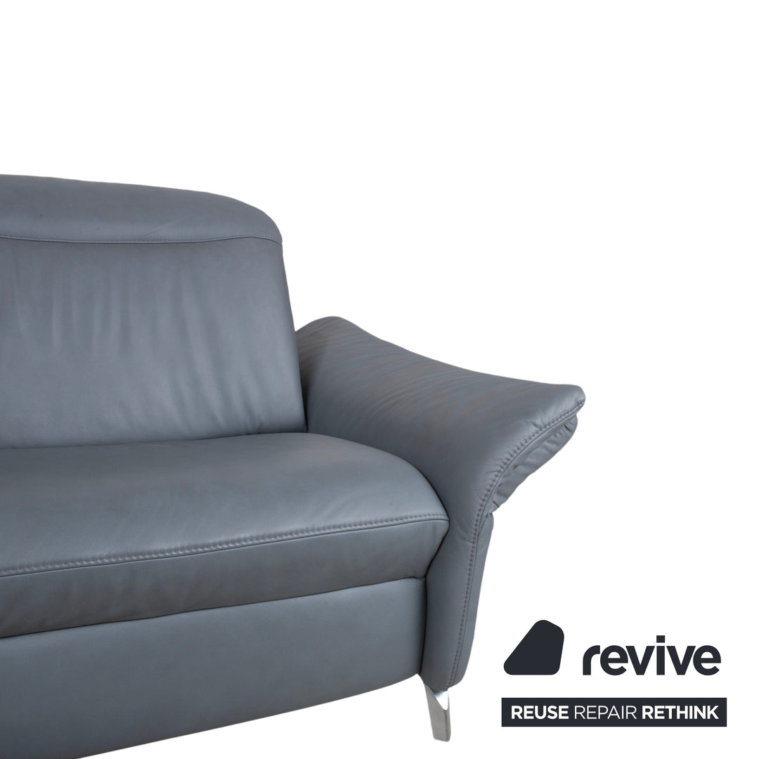 Himolla 1065 Leder Zweisitzer Blau Grau elektrische Funktion Sofa Couch