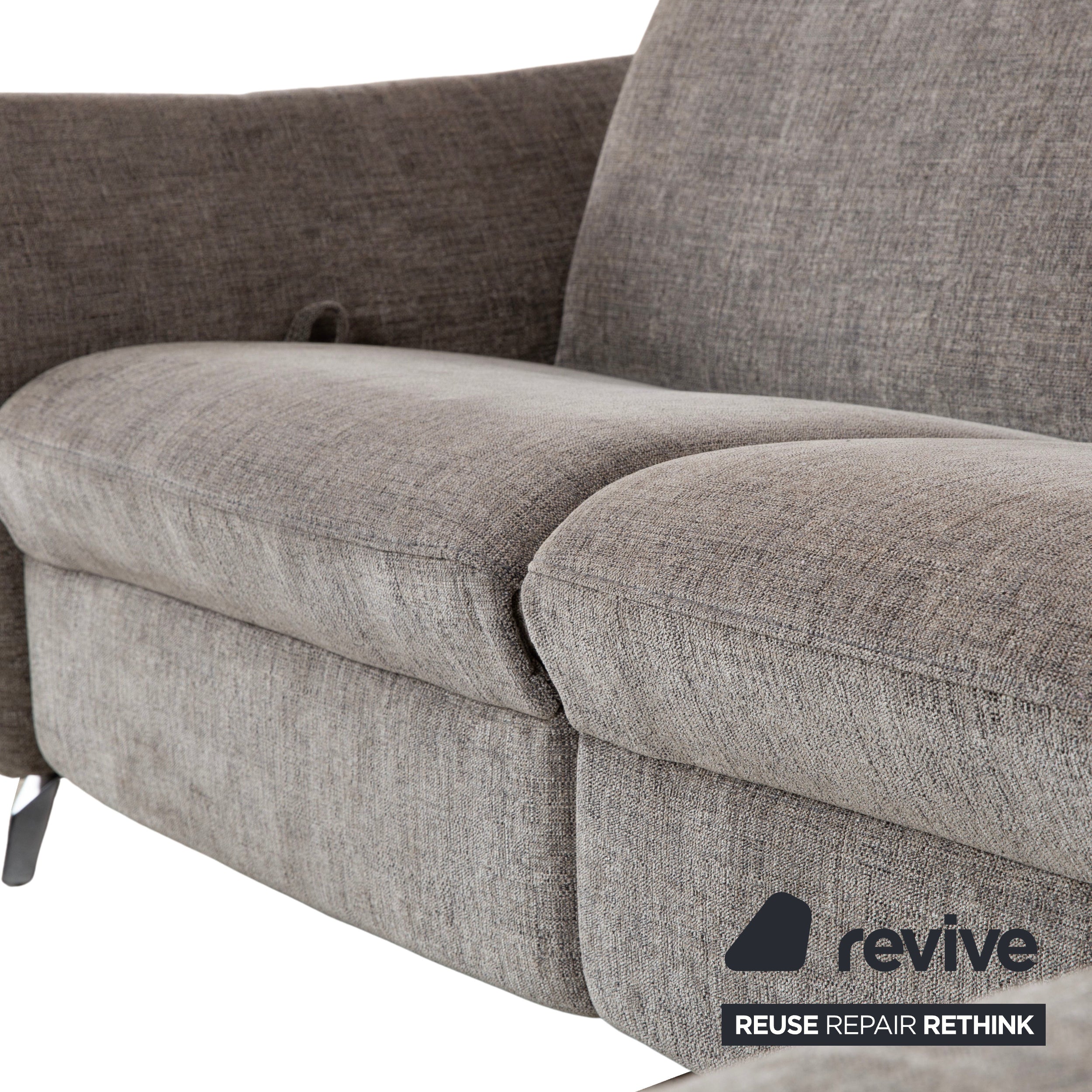 Himolla 1065.85 Stoff Ecksofa Grau meliert manuelle Funktion Couch Recamiere Rechts