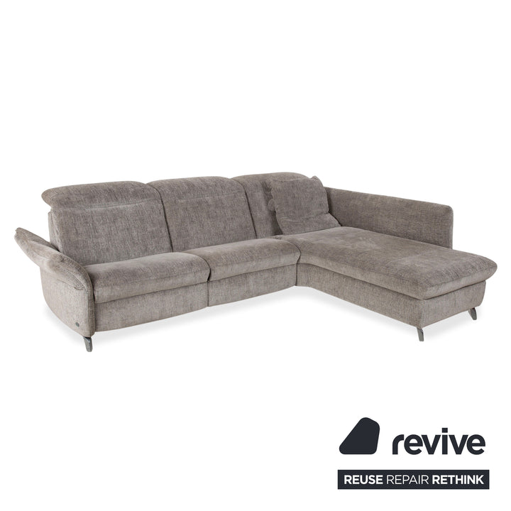 Himolla 1065.85 Stoff Ecksofa Grau meliert manuelle Funktion Couch Recamiere Rechts
