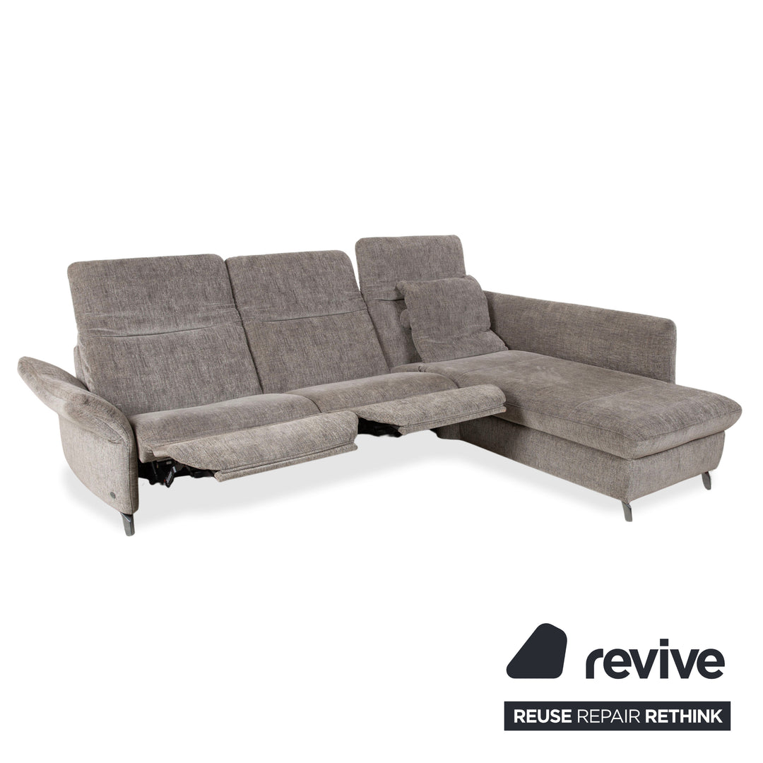 Himolla 1065.85 Stoff Ecksofa Grau meliert manuelle Funktion Couch Recamiere Rechts