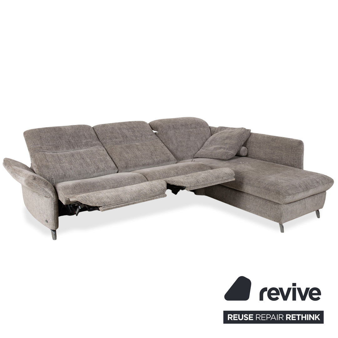 Himolla 1065.85 Stoff Ecksofa Grau meliert manuelle Funktion Couch Recamiere Rechts