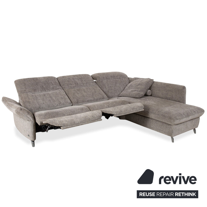 Himolla 1065.85 Stoff Ecksofa Grau meliert manuelle Funktion Couch Recamiere Rechts