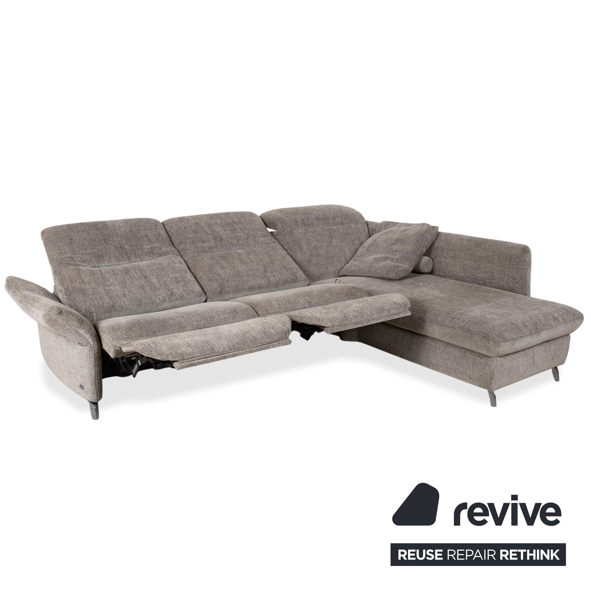 Himolla 1065.85 Stoff Ecksofa Grau meliert manuelle Funktion Couch Recamiere Rechts