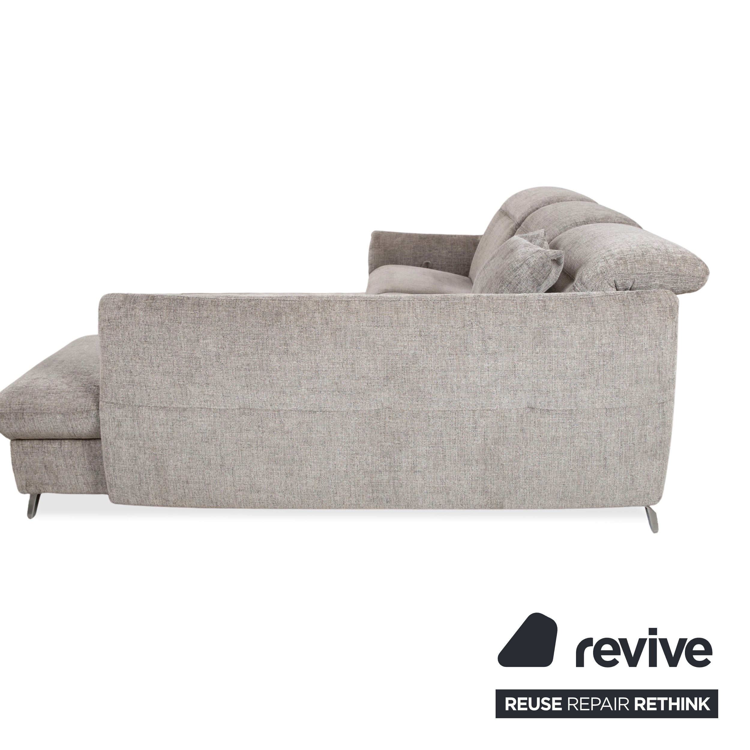Himolla 1065.85 Stoff Ecksofa Grau meliert manuelle Funktion Couch Recamiere Rechts
