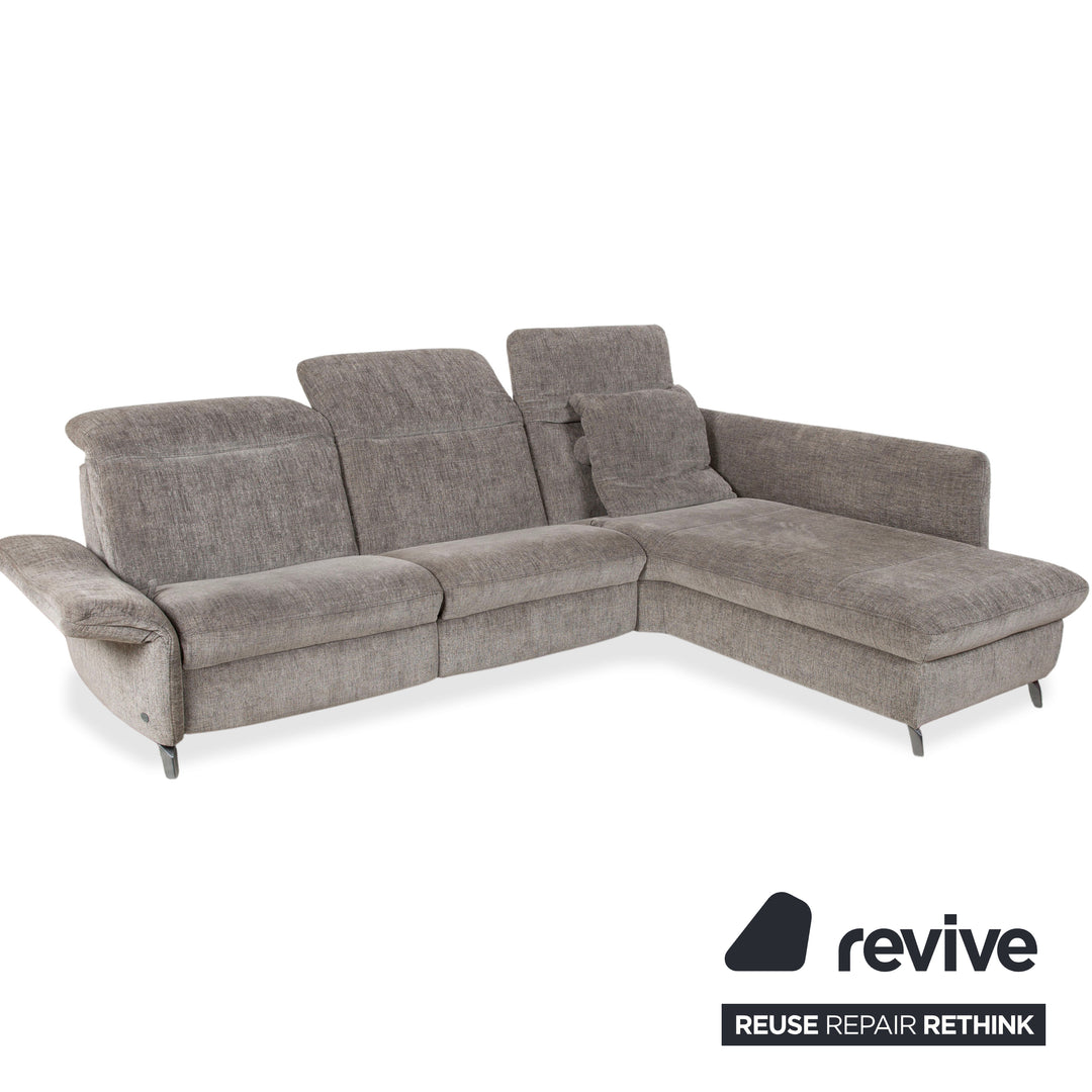 Himolla 1065.85 Stoff Ecksofa Grau meliert manuelle Funktion Couch Recamiere Rechts