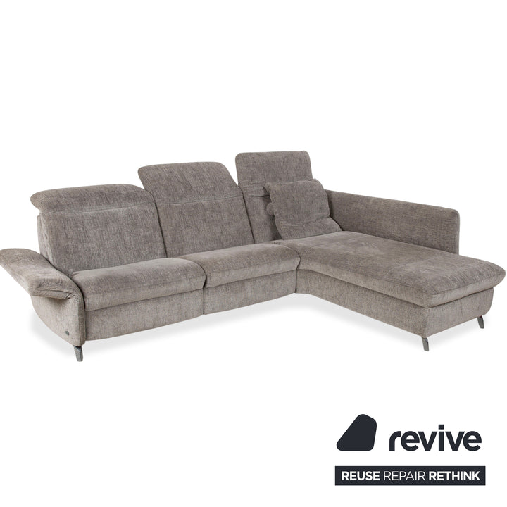 Himolla 1065.85 Stoff Ecksofa Grau meliert manuelle Funktion Couch Recamiere Rechts