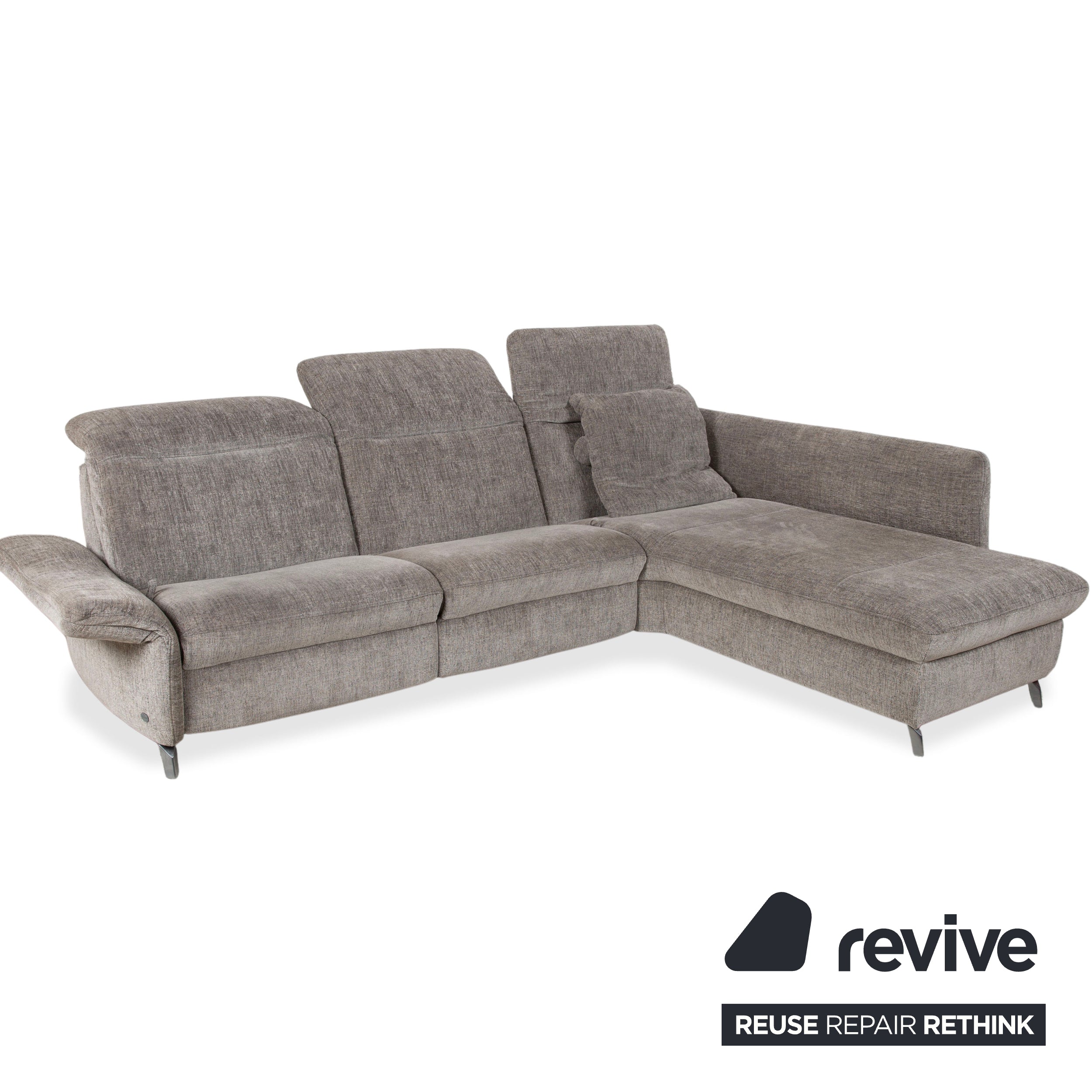Himolla 1065.85 Stoff Ecksofa Grau meliert manuelle Funktion Couch Recamiere Rechts