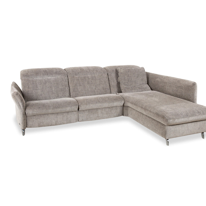 Himolla 1065.85 Stoff Ecksofa Grau meliert manuelle Funktion Couch Recamiere Rechts