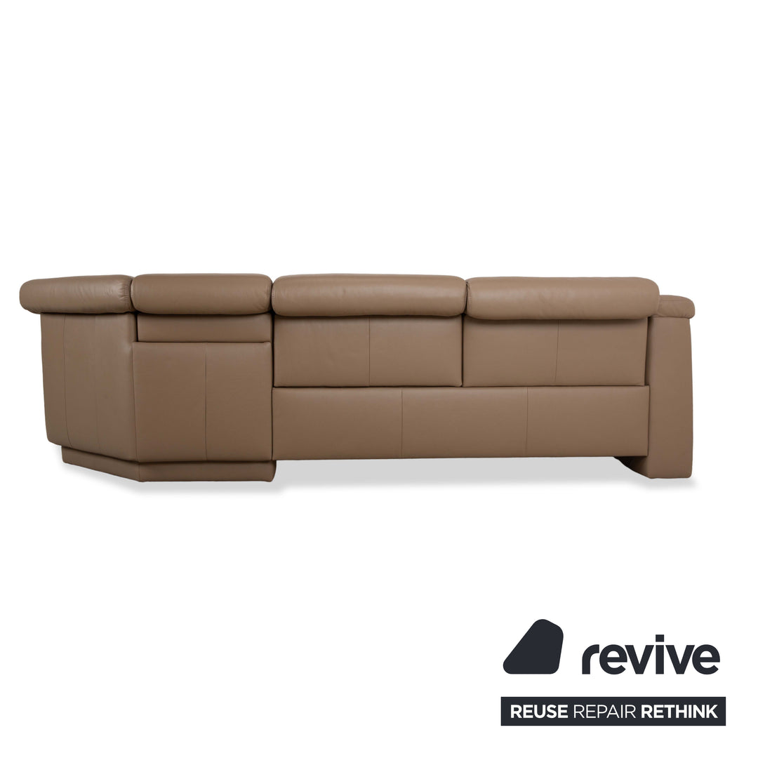 Himolla 1301 Leather Corner Sofa Beige Taupe Recamiere right electric and manual function Sofa Couch