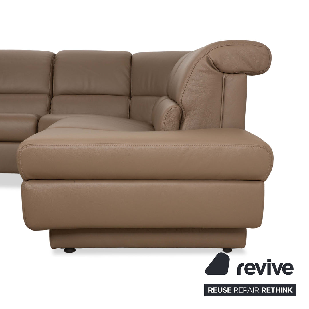 Himolla 1301 Leder Ecksofa Beige Taupe Recamiere rechts elektrische und manuelle Funktion Sofa Couch