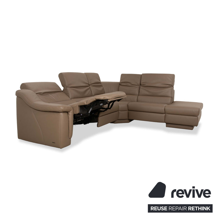 Himolla 1301 Leder Ecksofa Beige Taupe Recamiere rechts elektrische und manuelle Funktion Sofa Couch