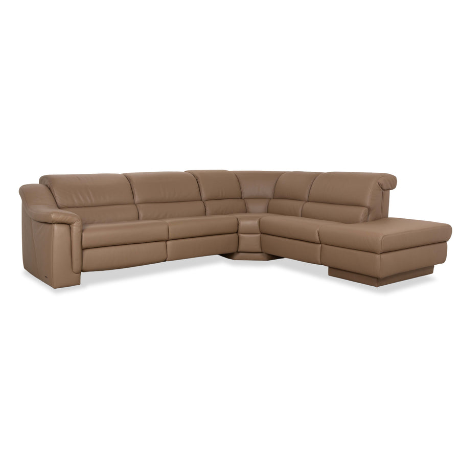 Himolla 1301 Leather Corner Sofa Beige Taupe Recamiere right electric and manual function Sofa Couch