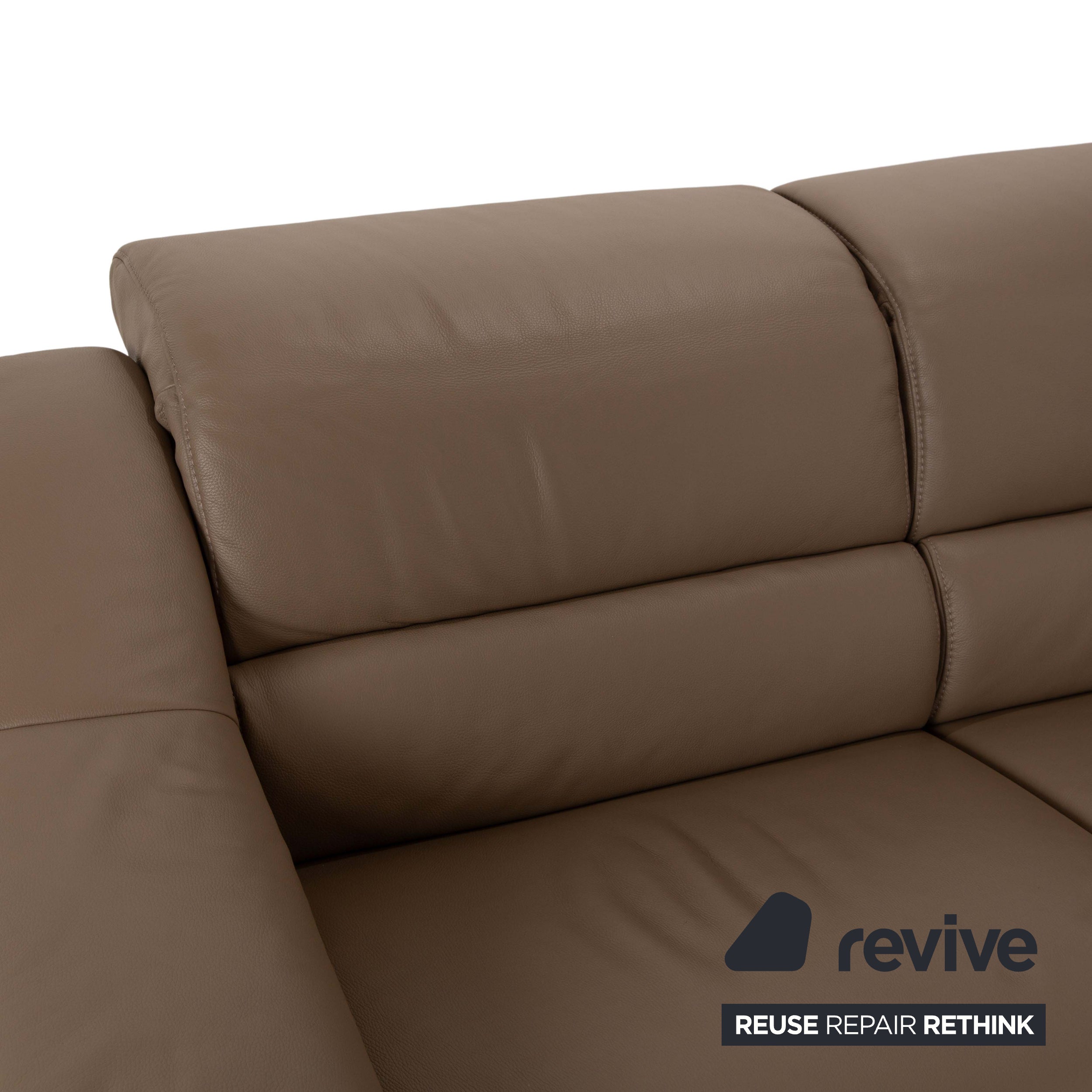 Himolla 1301 canapé d'angle en cuir beige taupe chaise longue droite fonction électrique et manuelle canapé canapé