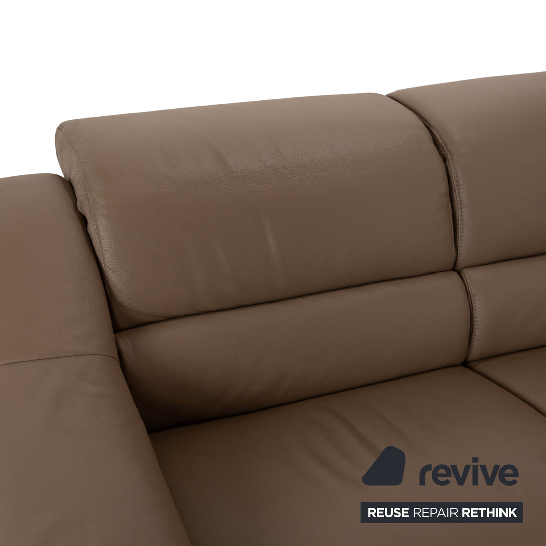 Himolla 1301 canapé d'angle en cuir beige taupe chaise longue droite fonction électrique et manuelle canapé canapé