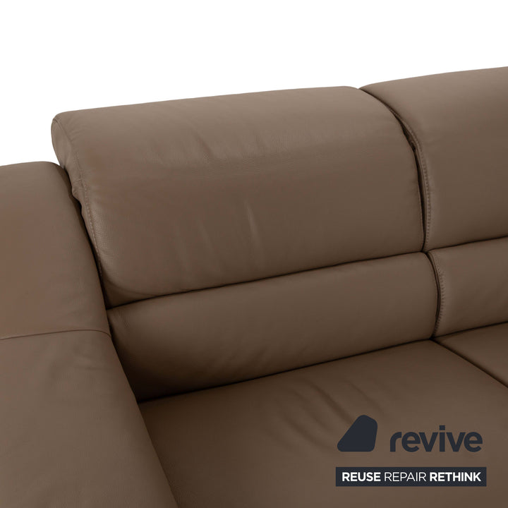 Himolla 1301 canapé d'angle en cuir beige taupe chaise longue droite fonction électrique et manuelle canapé canapé