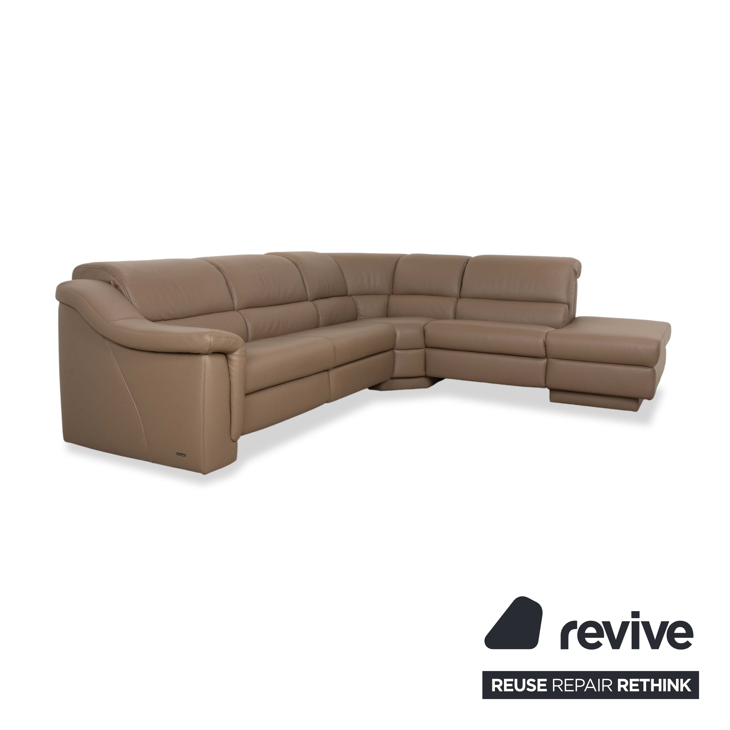 Himolla 1301 Leder Ecksofa Beige Taupe Recamiere rechts elektrische und manuelle Funktion Sofa Couch