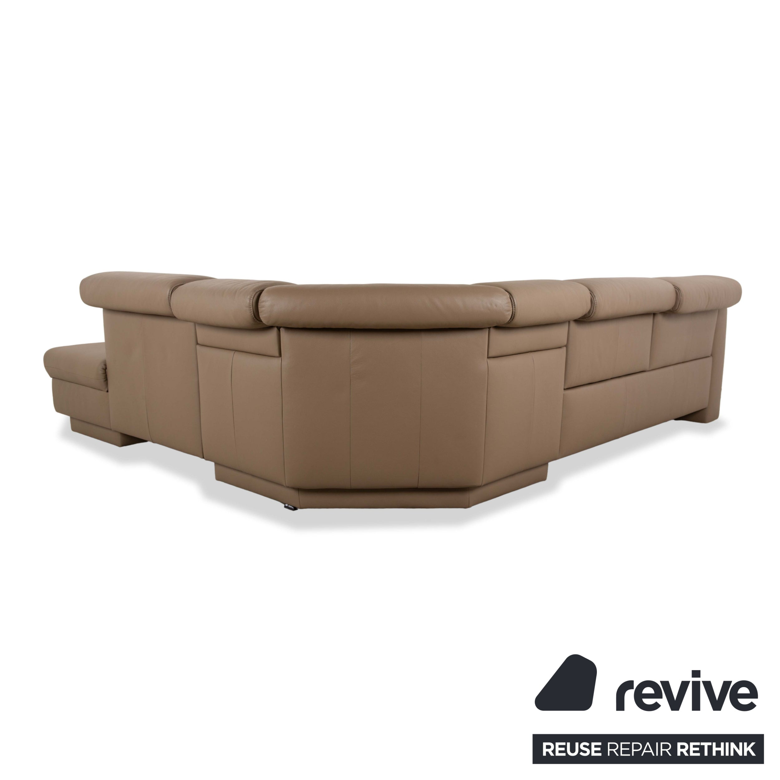 Himolla 1301 Leder Ecksofa Beige Taupe Recamiere rechts elektrische und manuelle Funktion Sofa Couch