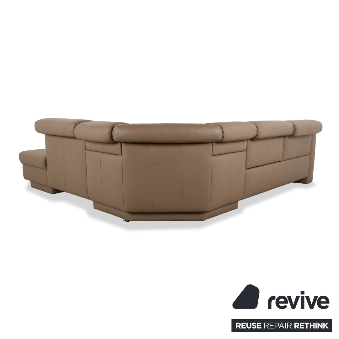 Himolla 1301 Leather Corner Sofa Beige Taupe Recamiere right electric and manual function Sofa Couch