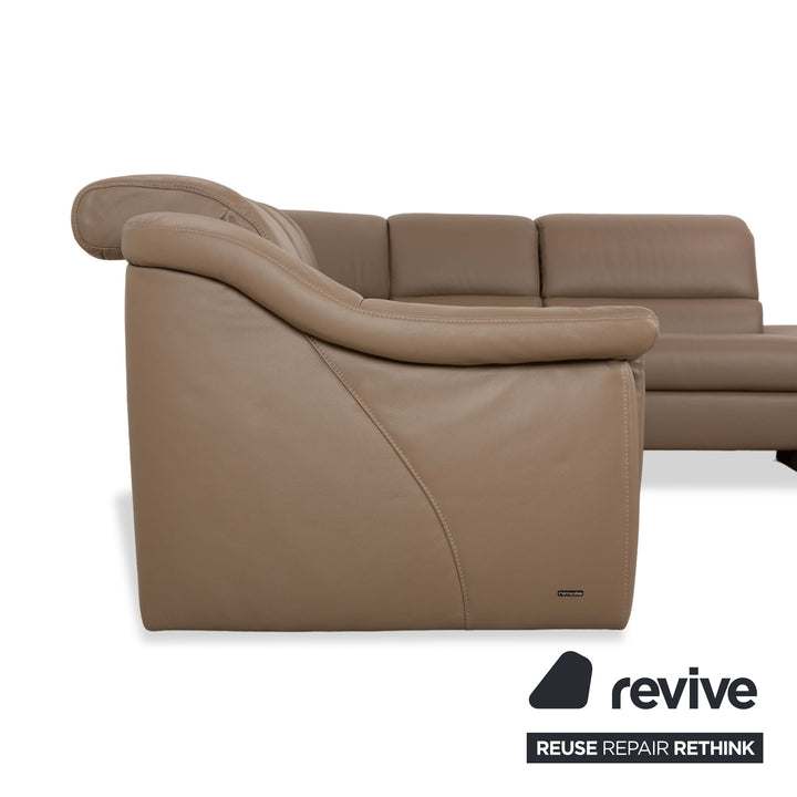 Himolla 1301 Leder Ecksofa Beige Taupe Recamiere rechts elektrische und manuelle Funktion Sofa Couch