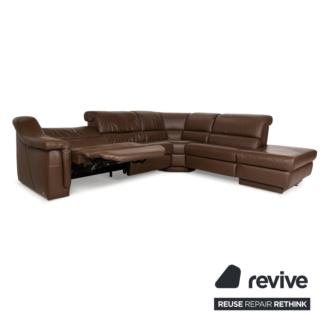 Himolla 1301 Leder Ecksofa Braun elektrische & manuelle Funktion Sofa Couch