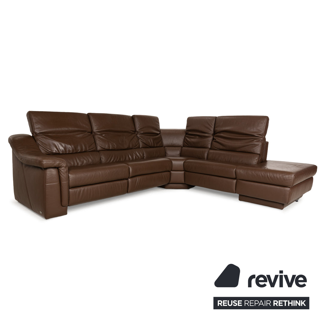 Himolla 1301 Leder Ecksofa Braun elektrische & manuelle Funktion Sofa Couch