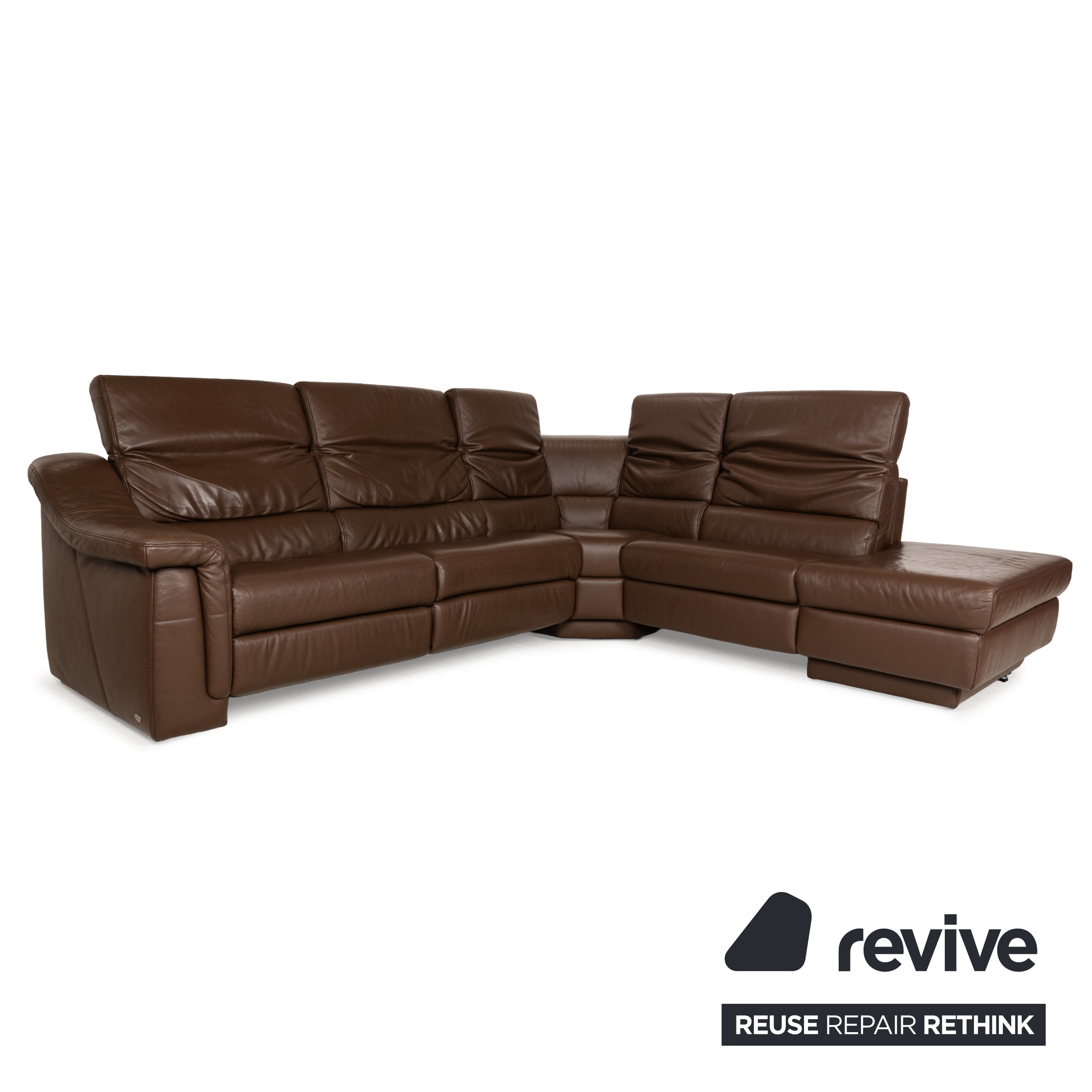 Himolla 1301 Leather Corner Sofa Brown Electric & Manual Function Sofa Couch