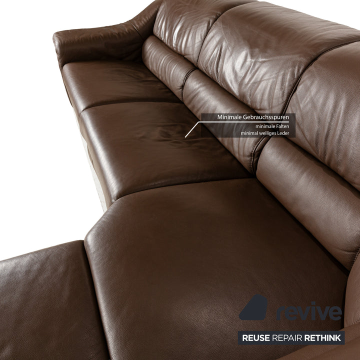 Himolla 1301 Leder Ecksofa Braun elektrische & manuelle Funktion Sofa Couch